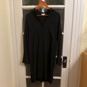 James Perse Charcoal Long Sleeve Shirt Dress